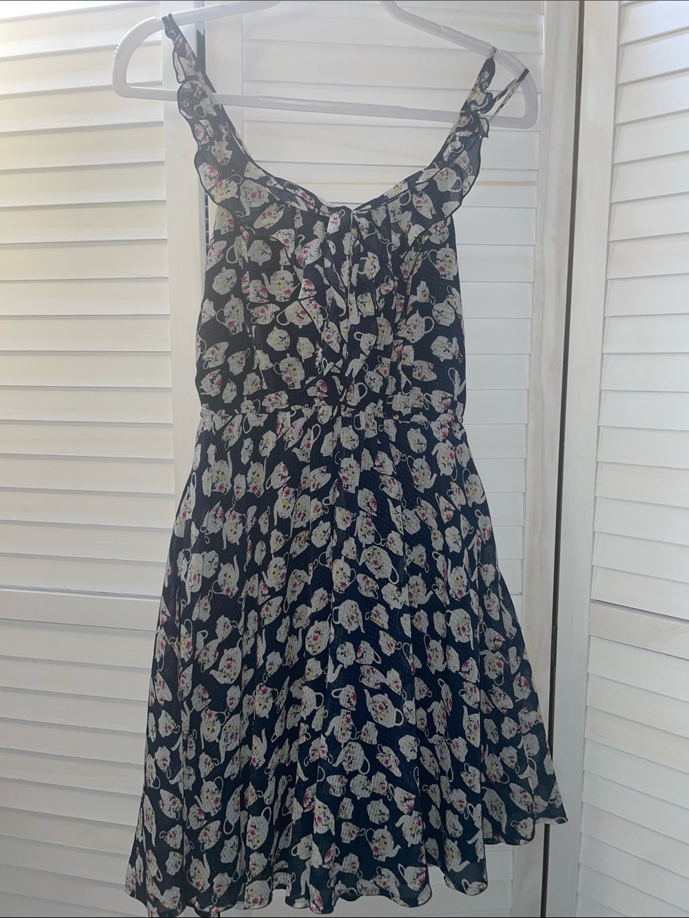 Disney Navy Floral Mini Dress with White & Pink Accents